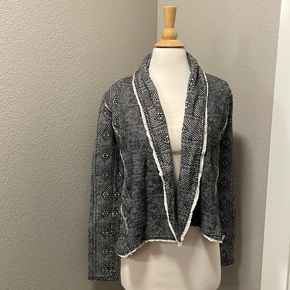 Anthropologie Sparrow Cardigan diamond black cream sweater small - Picture 1 of 6
